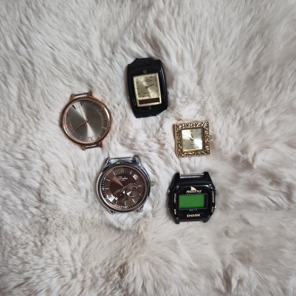 Watch Face Bundle Vintage Modern Shark Dalas Casio Black Gold Tone Silver Tone ✨